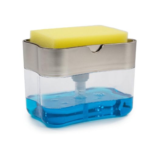 Dish Soap Dispenser and Sponge Holder for Kitchen Sink