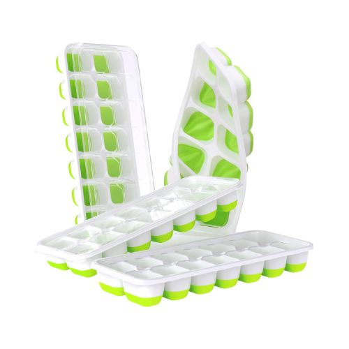 DOQAUS Ice Cube Trays 4 Pack, Easy-Release 56 pcs Ice Cubes Maker with Spill-Resistant Removable Lid