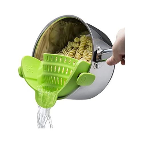 Gizmo Snap N Strain Pot & Pasta Strainer - Adjustable Silicone Clip On Strainer for Pots