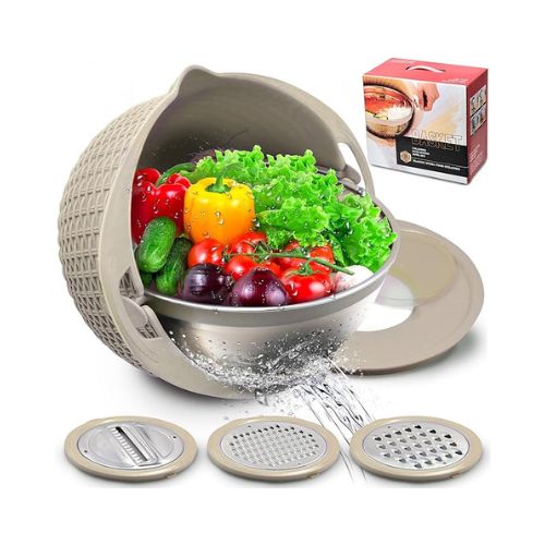 4-1 Colander with Mixing Bowl Set, 2024 New Food Strainers and Colanders Set for Kitchen, Pasta Rice Strainer