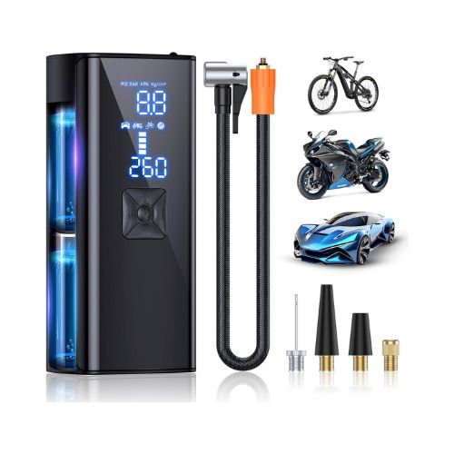 Tire Inflator Portable Air Compressor, 150PSI Portable Air Pump for Car Tires with 25000mAh Battery, 2X Faster Inflation Electric Air Pump with Digital Pressure Gauge for Car, Bike, Motorcycle