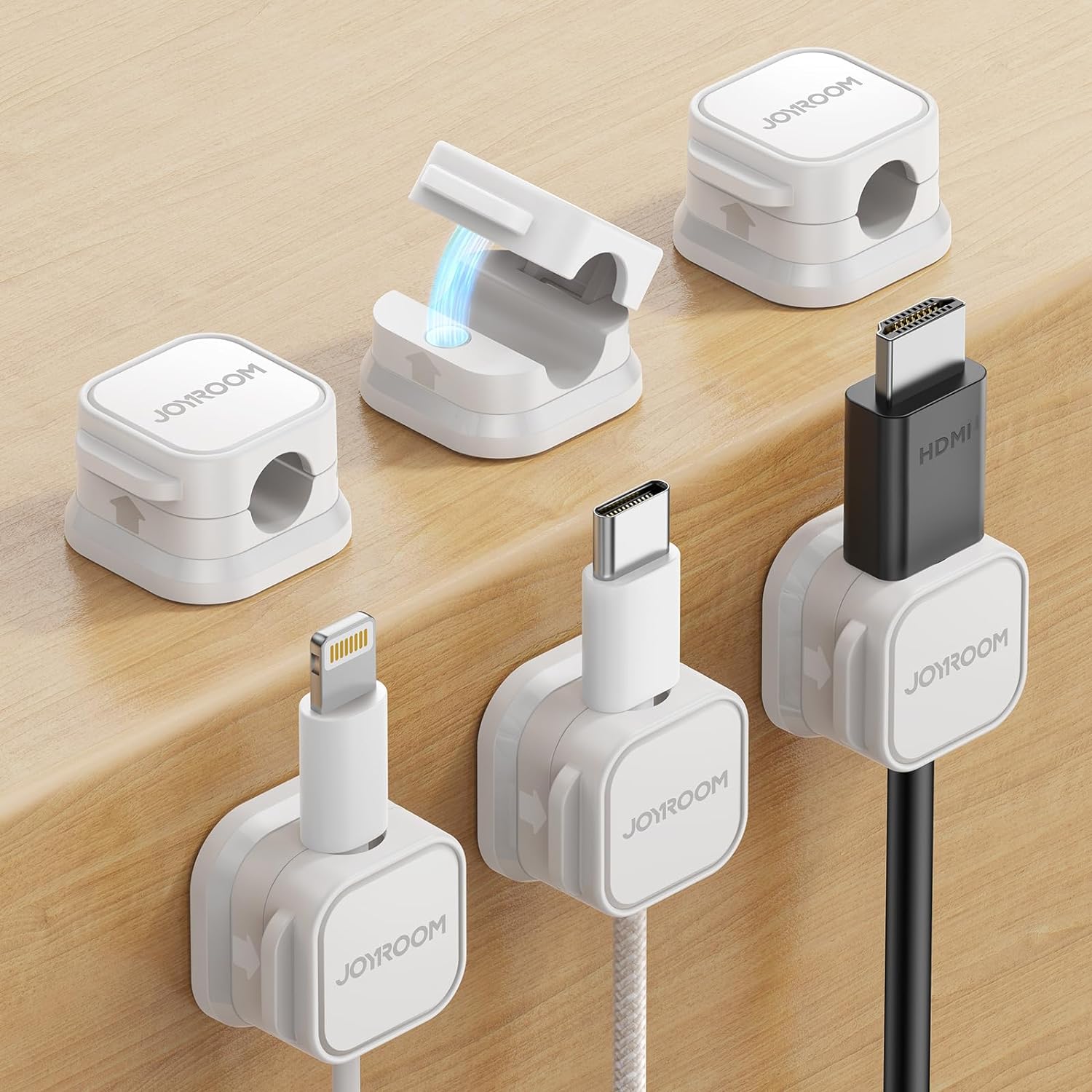 6 Pack Magnetic Cable Clips [Cable Smooth Adjustable] Cord Holder, Under Desk Cable Management