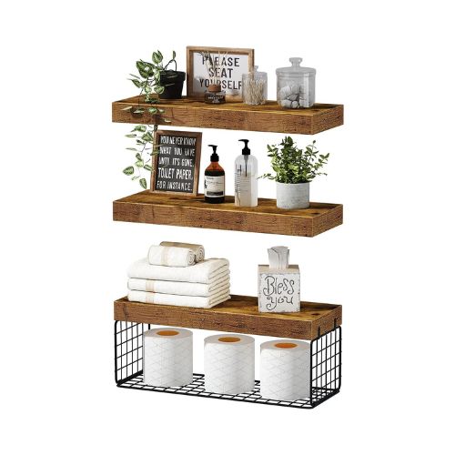 QEEIG Bathroom Shelves Over Toilet Wall Mounted Floating Shelves 