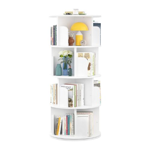 Aheaplus Rotating Bookshelf, Small Corner Bookshelf for Small Space