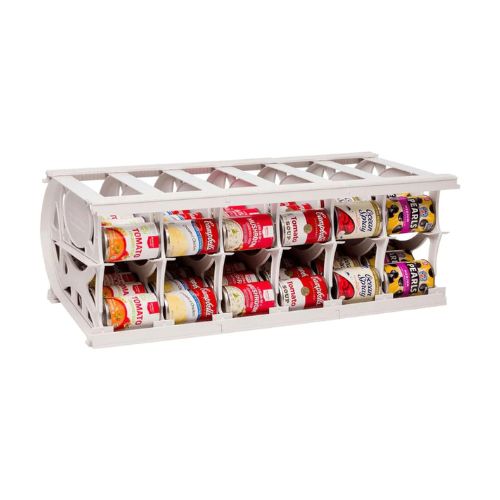 Shelf Reliance Cansolidator Pantry 60 Cans, Stackable Adjustable Can Organizer for Pantry, Rotating Canned Food & Soda Storage Organize, USA Made